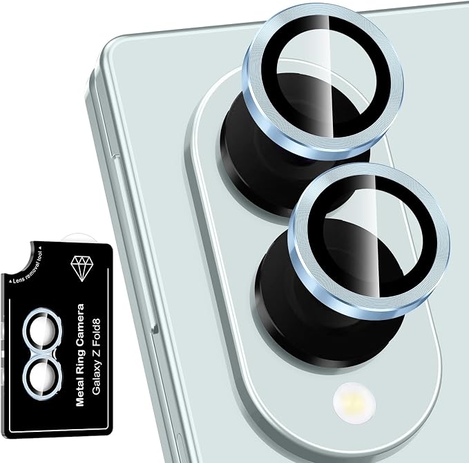 for Samsung Galaxy Z Fold 8 Camera Lens Protector, Individual Metal Ring Tempered Glass Lens Cover, [Strong Adsorption] Scratch Resistant Ultra-Thin HD Clear Lens Cover, 1 Set-Blue by Btscase