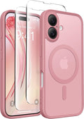 CAPRARO for iPhone 16 Case, Compatible with MagSafe | Upgraded [Full Camera Protection] Protective Translucent Matte Women Girl Magnetic Phone Case Cover, Apricot Pollen by CAPRARO