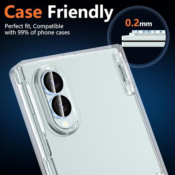 for Samsung Galaxy Z Fold 8 Camera Lens Protector, Individual Metal Ring Tempered Glass Lens Cover, [Strong Adsorption] Scratch Resistant Ultra-Thin HD Clear Lens Cover, 1 Set-Blue Ring - Image 6