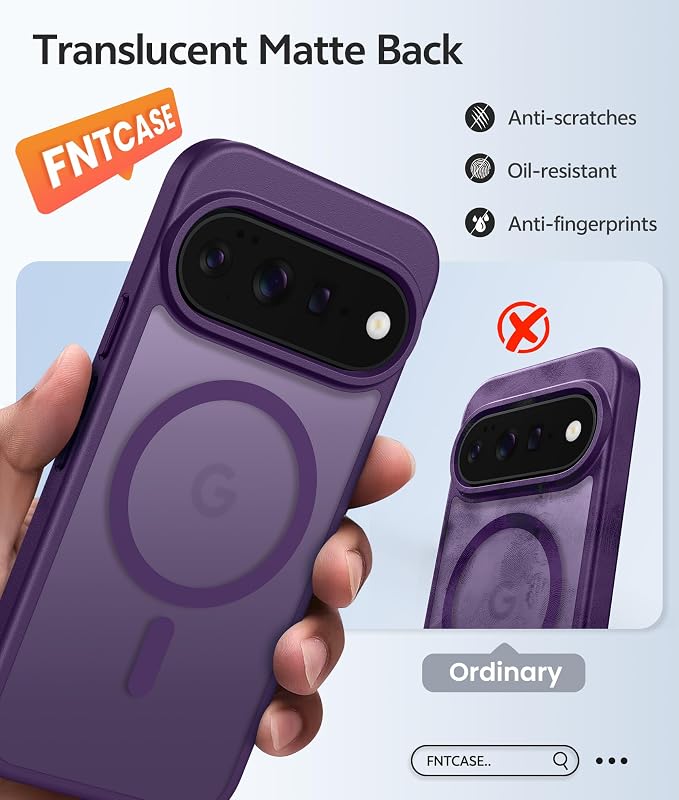 FNTCASE for Google Pixel 11 Pro Case / Pixel 11 Case, with Screen Protector | Fit for Magsafe, Translucent Matte, 14FT Military Grade Drop Protection, Shockproof Protective Phone Cover, Purple - Image 7