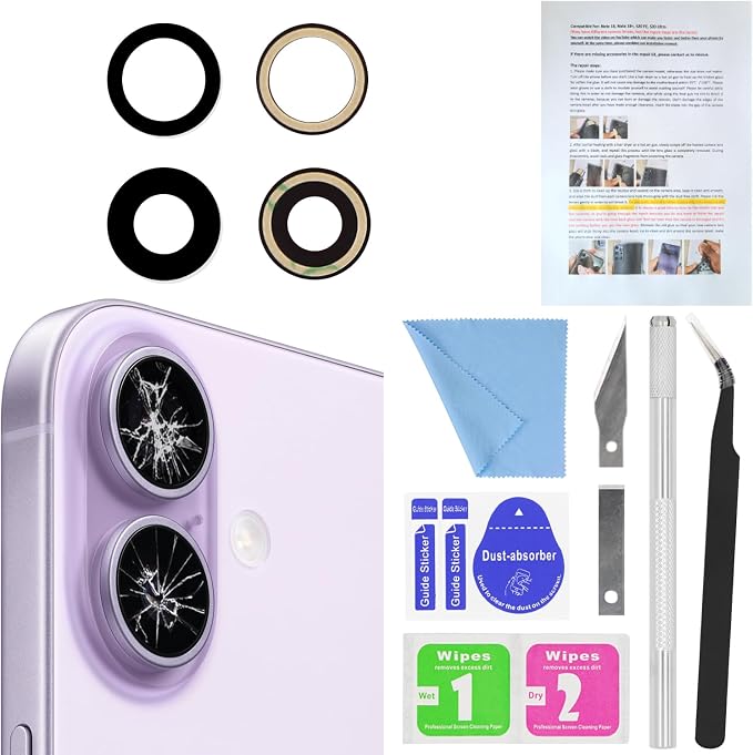 for ASDAWN Back Rear Camera Lens Glass Replacement for iPhone 17 6.3 inch with Pre-Installed Adhesive, Back Lens Glass with Installation Manual + Repair Tool Set by ASDAWN