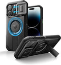Dexnor for iPhone 14 Pro Case with Slide Camera Cover & Adjustable Kickstand, Compatible with MagSafe, Rugged Shockproof Bumper Cases Heavy-Duty Magnetic Protective Cover,6.1 inch,Black by Dexnor