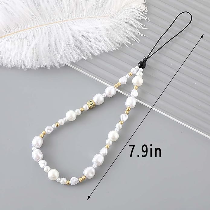 Beaded Phone Charm Lanyard Strap Girly Style Fixed Beads Pearl Lanyards - Image 3