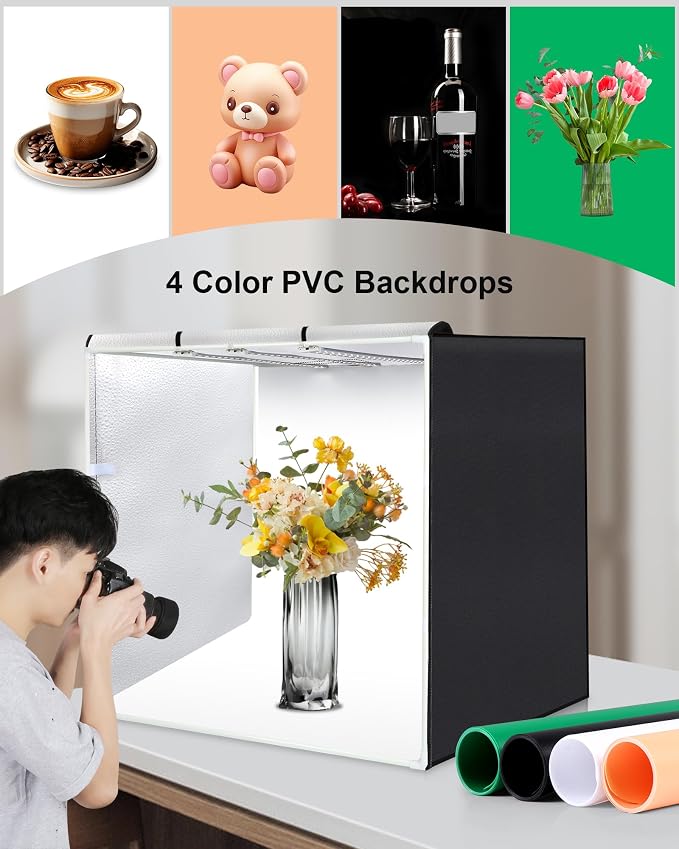 PULUZ 32"x32" Light Box Photography, Large Photo Light Box with 3 Stepless Dimming Light Panel, 234 LED Beads, Professional Photo Booth Shooting Tent Kit with 4 Color Backdrops for Product Photography - Image 6