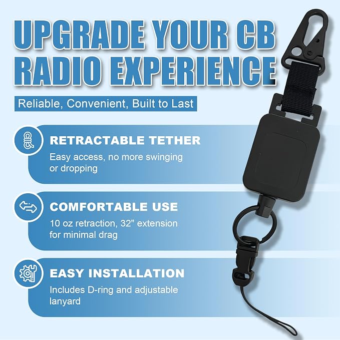 2 Pack CB Mic Retractable Holder with Heavy Duty 24" Stainless Steel Cord, Easy D-Ring Mount for Truck Drivers - Image 2