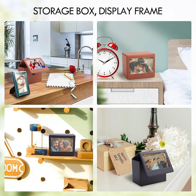 Photo Storage Box for Instax Wide/Polaroid Now+/I-Type/OneStep2 Instant Film, 3.5x4.25” Photo Holder fits for Fujifilm Instax Wide 400/300 Wide Picture Display - Black - Image 6