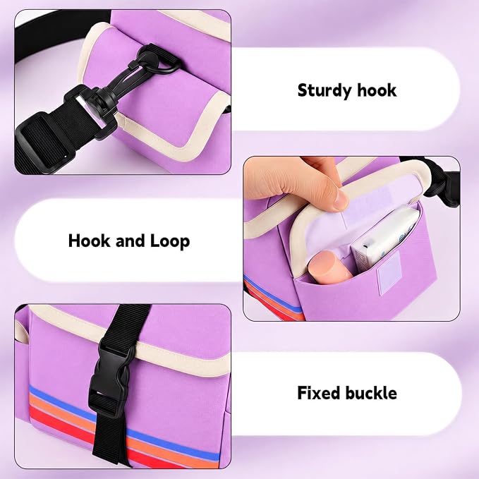 Camera Case Compatible with Polaroid Now, Now+ & OneStep+, Crossbody Bag | Custom-Fit Camera Case for Polaroid Now 2nd/3rd Gen, With A Shoulder Strap And Organized Accessory Storage - Purple - Image 3