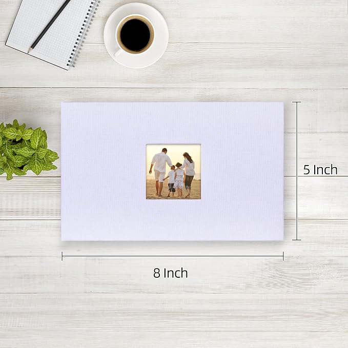 potricher Photo Album 4x6 Pictures, 100 Pockets, Linen Cover, White | Linen Cover, Front Window, Large Capacity 4x6 Picture Albums, Photo Book for Family, Wedding, Anniversary, Baby, Keepsake - Image 2