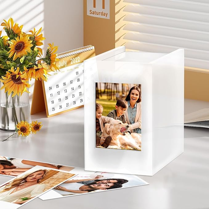 Acrylic Polaroid Picture Frame and Photo Storage Box With magnetic sliding cover for Instax Mini Polaroid Film, 2x3 Instax Frame, Wedding Guest Book Alternative for Reception Graduation Gift - Image 2