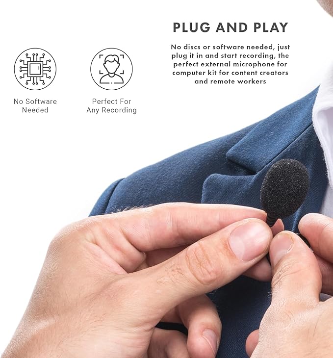 Movo LV1-USB Lavalier Microphone for Camera, Lapel for iPhone and Android Smartphones, Body Lav Mic, Clip On Microphone for 3.5mm, Shirt Lapel Mic for Phone, GoPro, Interview, Computer, PC - Image 6