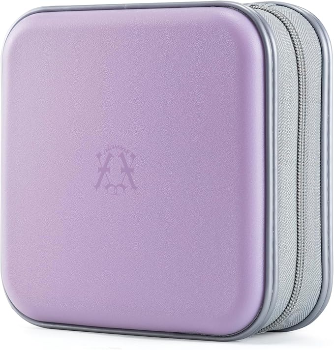alavisxf xx CD Case, 48 Capacity Hard Plastic Zipper Disc Wallet for Car | DVD Holder, Portable Hand Strap, Anti-Slip Sleeves, Scratch-Resistant Sleeves, Disc Storage Organizer, for Home Office Travel by alavisxfxx