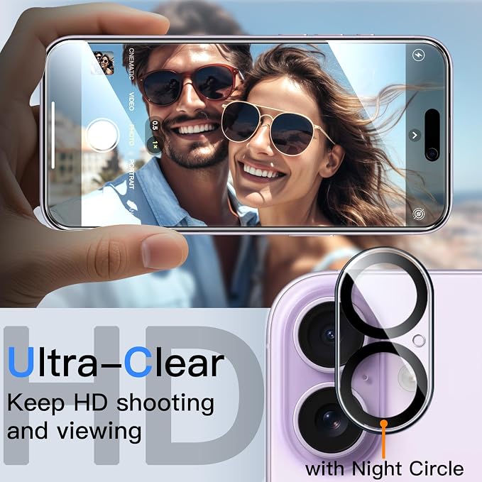 JETech Privacy Screen Protector for iPhone 17, 2+2 Pack | Anti-Spy Tempered Glass, with Camera Lens Protector, Easy Installation Tool - Image 6