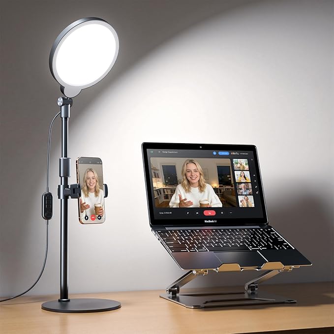 Desk Ring Light with Stand for Computer, 30 Modes Video Conference Lighting | Adjustable Desk Light for Video Recording, Zoom Lighting for Computer, Webcam, Podcast, Calls, Home Office, CRI 97.8 by Yarrashop