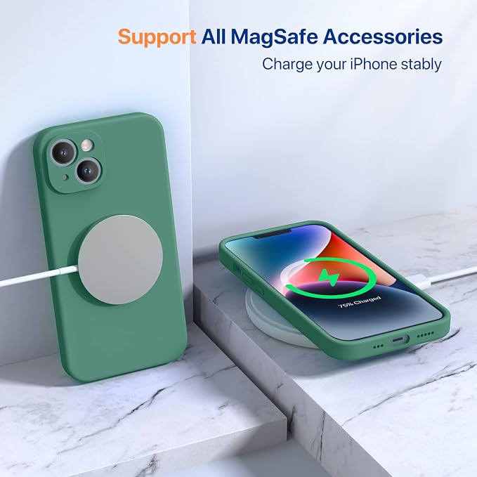 Miracase Silicone for iPhone 14 Case, Acacia Green | Soft Anti-Scratch Microfiber Lining, Premium Silicone Cover Shockproof Drop Protection Phone Case for 14 - Image 8