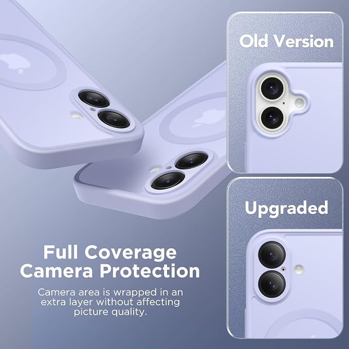CAPRARO for iPhone 16 Case, Compatible with MagSafe Lilac | Upgraded [Full Camera Protection] Protective Translucent Matte Women Girl Magnetic Phone Case Cover, Lilac - Image 6