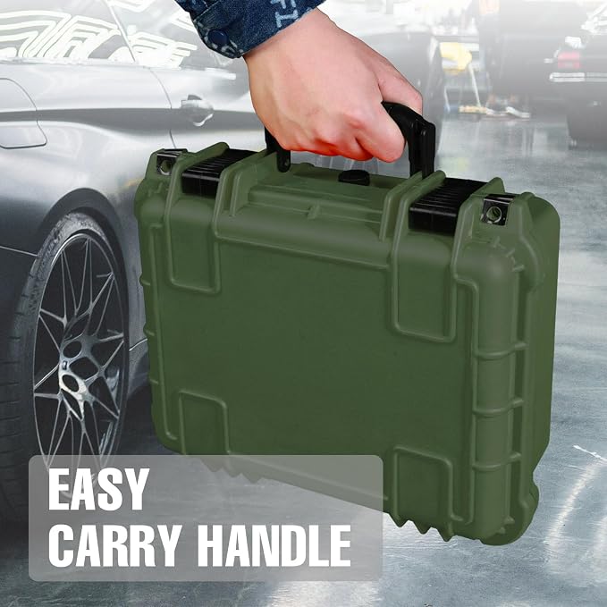 Jack Boss 14x 11.5x 6.5 Inch Hard Case, Portable Weather Waterproof Protective Camera Case with Customizable Foam, Fit Use of Drones, Camera, Equipments, Green - Image 6