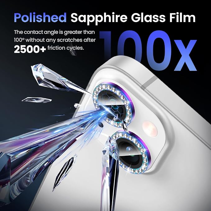 Tensea for iPhone 14/14 Plus Camera Lens Protector Bling, Camera Cover | 9H Tempered Glass Camera Screen Protector, Metal Individual Ring for iPhone14 6.1inch/ 14Plus 6.7inch, HD Clear, Easy Install - Image 5