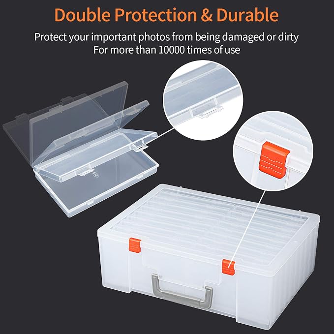 Photo Storage Box 4x6, 18 Inner Extra Large Organizer Acid-Free Photo Keeper Storage Case, Plastic Craft Storage Box for Stickers Stamps Seeds (Clear, 18 Boxes) - Image 7