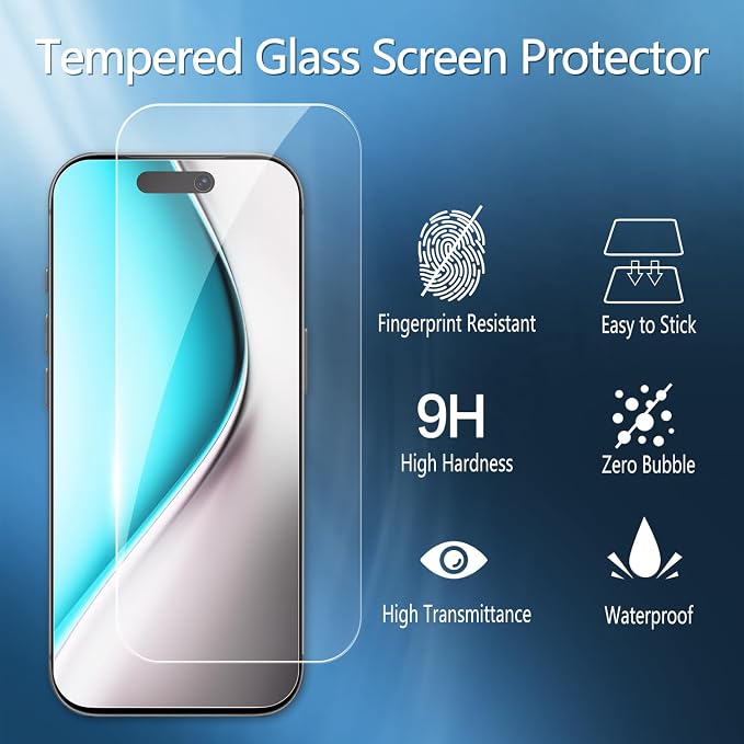 2 Pack Tempered Glass Screen Protector for iPhone 16 Pro 6.3-Inch | with Camera Lens Protector, Anti-Spy Tempered Glass Film, Easy Installation, 9H Hardness, Case Friendly - Image 3