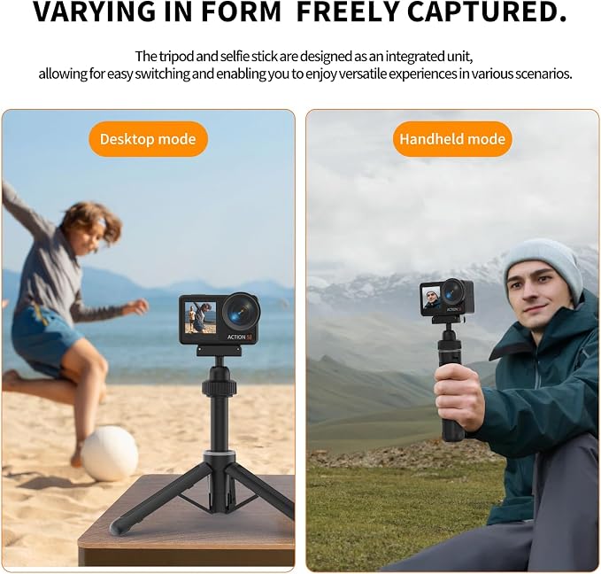 Magnetic Quick Release Extension Rod Compatible with DJI Osmo Action 5 Pro/4/3/360, Extendable Selfie Stick Tripod, Black, Portable Vlog Monopod with Non-Slip Grip - Image 6