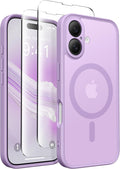 CAPRARO for iPhone 16 Case, Compatible with MagSafe | Upgraded [Full Camera Protection] Protective Translucent Matte Women Girl Magnetic Phone Case Cover, Elegant Purple by CAPRARO
