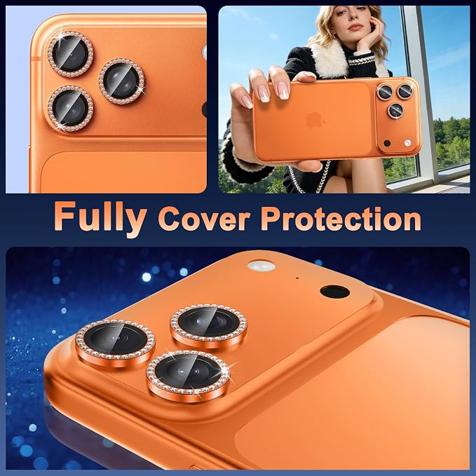 Meshine for iPhone 17 Pro/17 Pro Max Camera Lens Protector,Scratch Proof,Strong Adsorption,9H Hardness with Metal Ring Camera Cover,Ultra Thin Case Friendly, Accessories Lens Protector,Shiny Colorful - Image 8