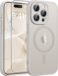 FNTCASE for iPhone 15 Pro Max Case, Fit for Magsafe, Glass Screen Protector | Full Camera Protection, Translucent Matte, 14FT Military Grade Drop Proof, Shockproof Protective Phone Cover, Off White by FNTCASE