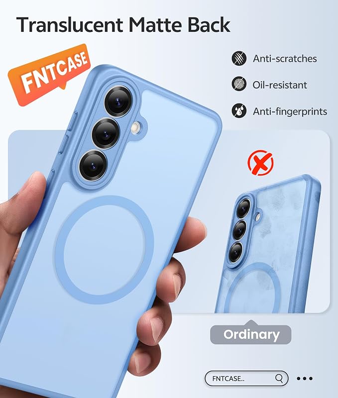FNTCASE for Samsung Galaxy S26 Case, Fit for Magsafe, with Screen Protector | Full Camera Protection, Translucent Matte, 14FT Military Grade Drop Proof, Shockproof Protective Phone Cover, Light Blue - Image 6