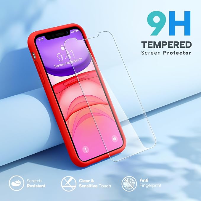 Miracase Silicone for iPhone 11 Phone Case, Red | Soft Anti-Scratch Microfiber Lining, Premium Silicone Cover Shockproof Drop Protection Phone Case for 11 - Image 2