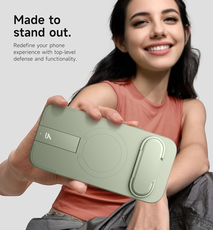 SURITCH for Google Pixel 9/9 Pro Phone Case, Compatible with MagSafe, Protective Cover with Camera Cover & Adjustable Metal Kickstand for Pixel 9/9 Pro -Sage Green - Image 7