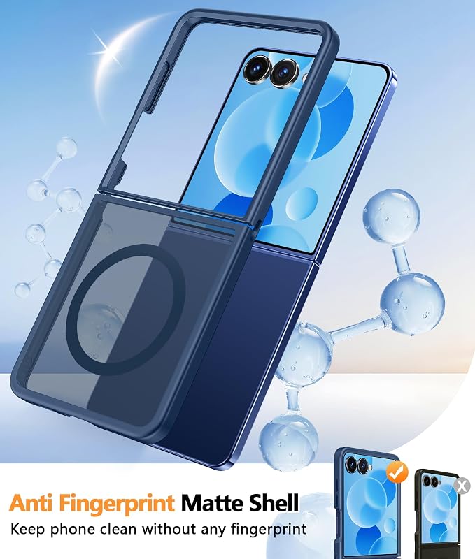 FNTCASE for Samsung Galaxy Z Flip 7 Case, Fit for Magsafe, Screen Protector | Translucent Matte, 18FT Military Grade Drop Protection, Shockproof Protective Phone Cover, Blue - Image 4