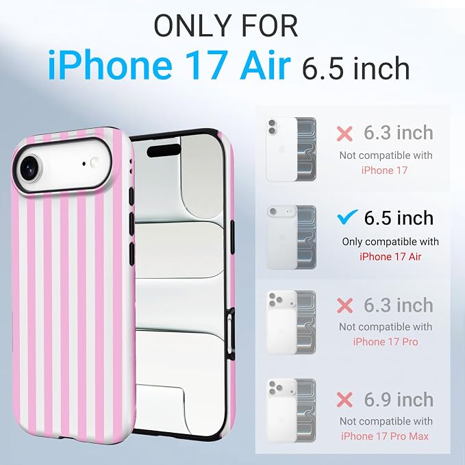 TPU Phone Case for iPhone 17 Air, MagSafe Wireless Charging Compatible, Shockproof Slim Fit Protective Cover with Anti-Yellowing & Raised Camera Protection (Pink Stripe, iPhone 17 Air(6.5")) - Image 2