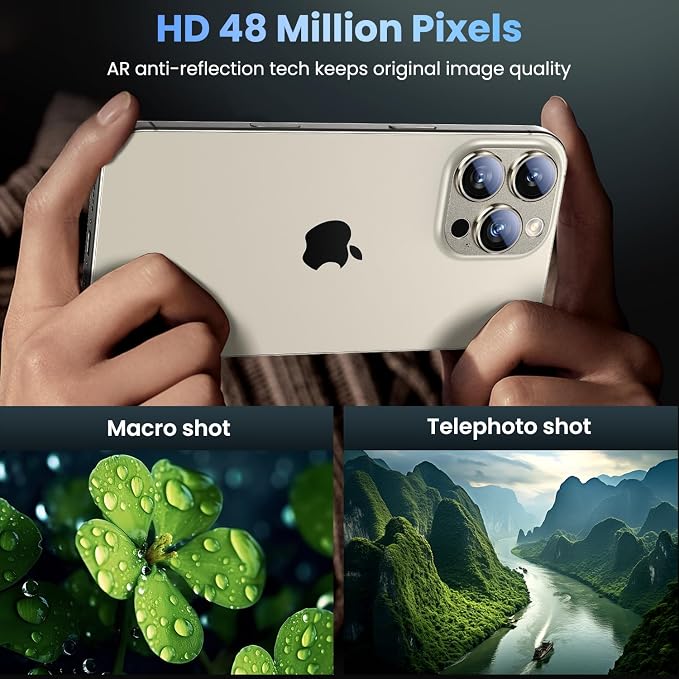 Uyiton for iPhone 16 Pro/iPhone 16 Pro Max Camera Lens Protector | Not Easy to Break, Strong Adsorption, Case-Friendly, Metal 9H Sapphire Glass Rear Camera Screen Cover, Natural, 2 Pack - Image 3