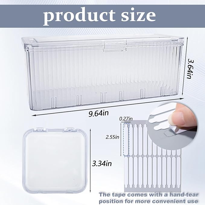 Press on nail storage 12 PCS Acrylic Nail Storage Box - Portable Versatile Organizer for Press - On Nails, Jewelry and More with 60 Pcs Adhesive Double Sided Tape - Image 2