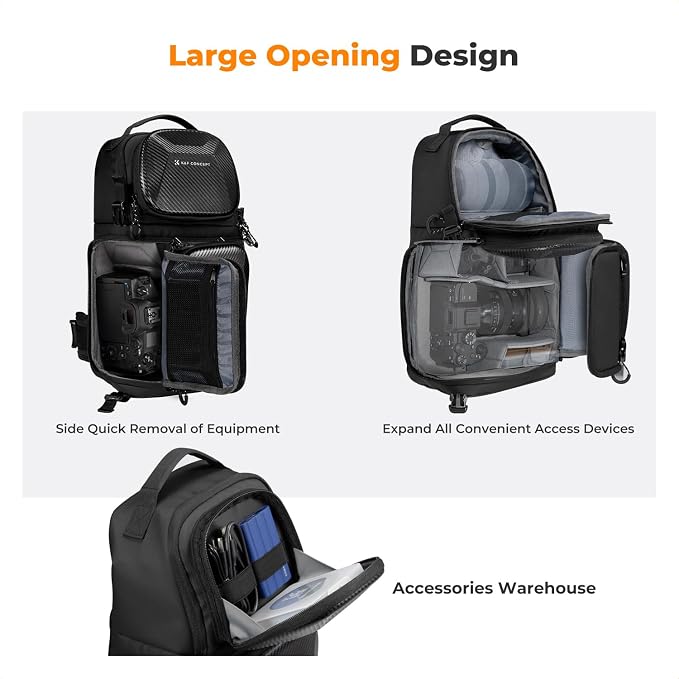 K&F CONCEPT Hardshell Camera Sling Bag, 10L EVA Case with Tripod Holder | EVA hardshell Camera Sling. Fits Mirrorless & Small DSLR. 5 Padded Dividers. Strap 33-43.7 in. Water & shock proof. - Image 5