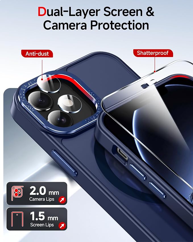LeYi for iPhone-13 Mini Case/iPhone-12 Mini Phone Cases:[ Screen Protector X2+ Camera Cover X2] Compatible with Magsafe i iphone12 12mini Slim Protective Magnetic Funda para iphone13 13mini, Blue - Image 4
