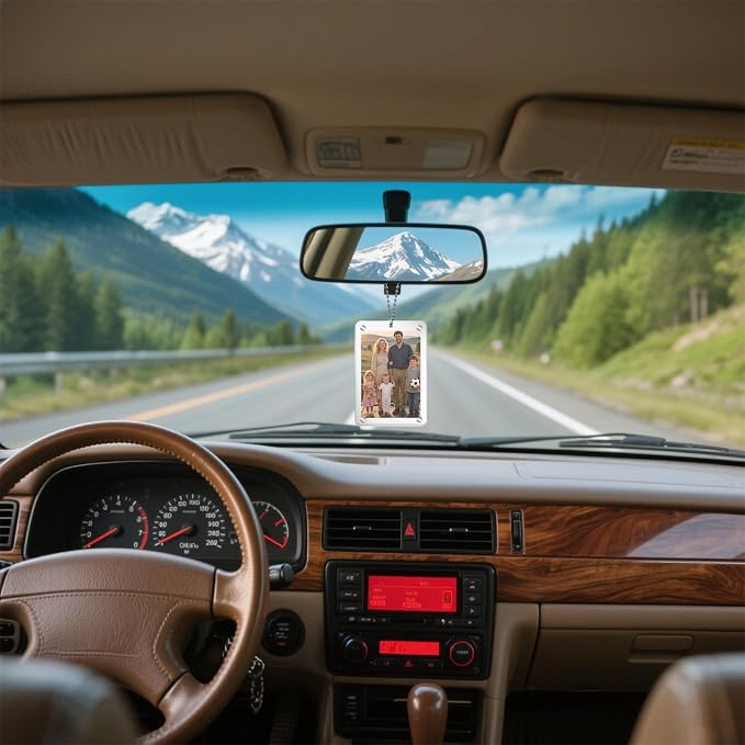 2Pcs Photo Holder for Car, Universal Acrylic Car Photo Frame for Rearview Mirror, Personalized Hanging Picture Frames Accessories and Decor, Gift a Hanging Picture Frame to Your Friend - Image 5