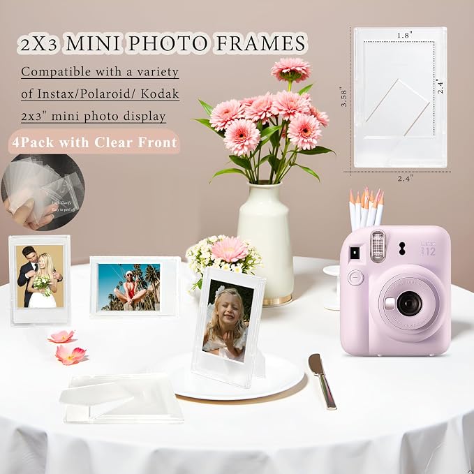 13-in-1 Picture Frames & Accessories for 3" Polaroid Intsax Mini Film | Displaying Kit fits for Fujifilm Mini Film(54x86mm), Including Wall & Tabletop Frames, Fun Stickers, Photo Protector Sleeves - Image 3