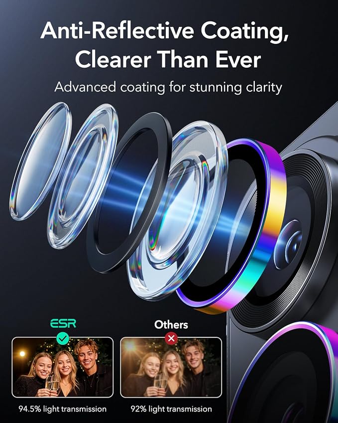 ESR for Samsung Galaxy S26 Ultra Camera Lens Protector, 1 Pack, Chromatic | Individual Camera Cover, 9H Tempered Glass, Original Camera Clarity, Scratch-Resistant, Case Friendly - Image 5