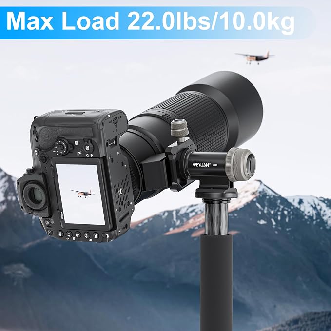 WEYLLAN PH3 MonoGimbal Head for Tripod Monopod, CNC All Metal Side Saddle Gimbal Tilt Head with Arca Swiss Quick Release Plate, Compatible with Camera, Telephoto Lenses, Max Load 22lbs/10kg - Image 2