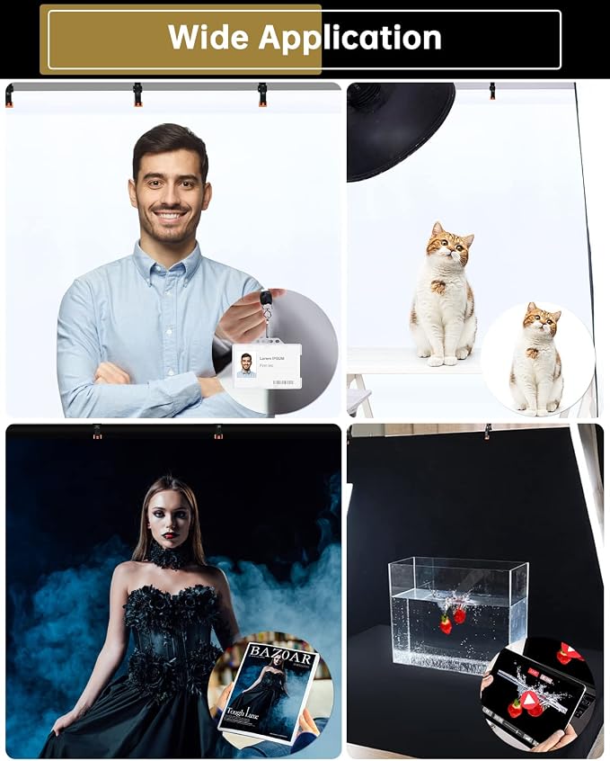 5x6.5ft White Black Backdrop with 4 Spring Clamps (Without Stand) | 2-in-1 Collapsible Black White Screen Backdrop Revisible for Photography Photoshoot Portraits Party Video Studio - Image 8