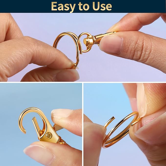 LEOBRO 60 PCS Swivel Snap Hooks and Key Rings, Keychain Clips and Key Chain Rings, Lobster Claw Clasps for Key Chains, Jewelry, Crafts, Gold - Image 4