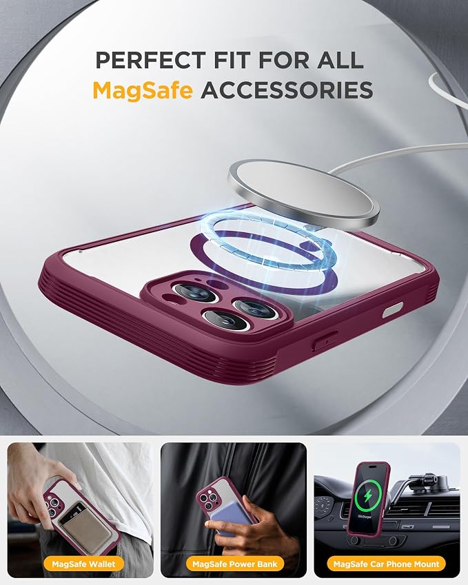 miracase Privacy for iPhone 16 Pro Max Case, 25° Anti-Spy, Plum | Built-in Privacy Screen Protector, Compatible with MagSafe, Full Camera Protection, 360° Full Body Shockproof Phone Case 6.9" - Image 5