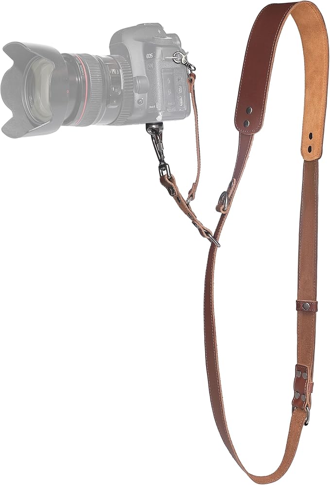 Padwa Lifestyle Dark Brown Single Camera Harness Strap for One Camera - Professional Single Full Grain Leather Cowhide Camera Harness,Quick Release Gear DSLR Camera Straps for Photographers by PadwaLifestyleCameraStrap