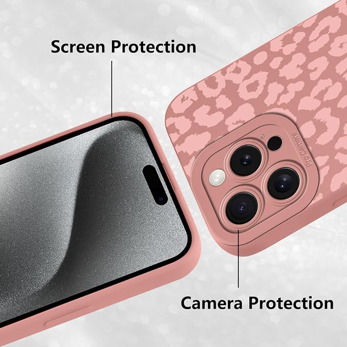 Cute Pink Cheetah Print Phone Case for iPhone 15 Pro 6.1" | Aesthetic Leopard Pattern Design Cover Full Camera Lens Protective Shockproof Soft Slim TPU Funda for Women Girls - Image 5