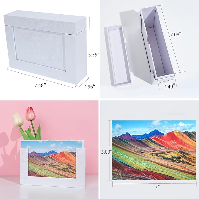 Storage Box 5x7, Cardboard Boxes for Small Family & Couple Photos, Gift Boxes, Silver White - Image 6