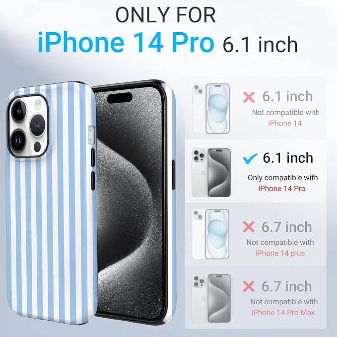 TPU Phone Case for iPhone 14 Pro, MagSafe Wireless Charging Compatible, Shockproof Slim Fit Protective Cover with Anti-Yellowing & Raised Camera Protection (Blue Stripe, iPhone 14 Pro) - Image 2