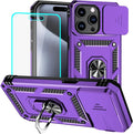 HNHYGETE for iPhone 15 Pro Case with HD Screen Protector: [Military Grade 20ft. Drop Tested] Ring Shockproof Protective Phone Case for - iPhone 15 Pro (Purple) by HNHYGETE
