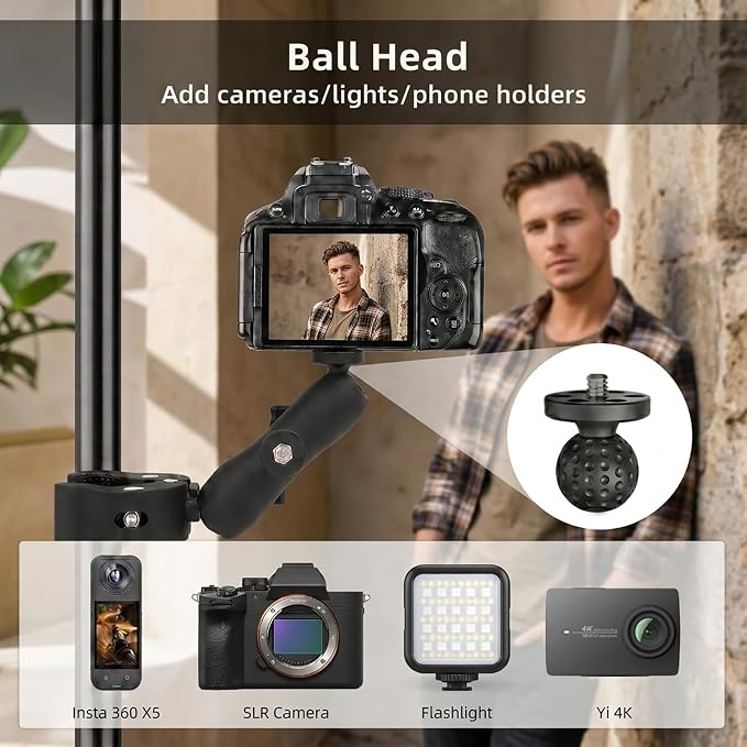 Double Super Clamp Mount 360° Adjustable Umbrella Tripod Mount | Camera Clamp for Photography Reflector Motorcycle Handlebar Umbrella Pole Holder Stand Bracket Flag Holder Light Stand Tripod - Image 6