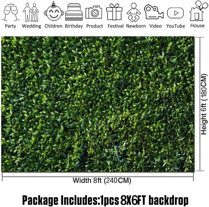 Nature Spring 3D Green Leaves Theme Photo Background Wedding Birthday Party Newborn Baby Shower Photography Backdrops Zoo Decor Shoot Props Bannner (8x6 FT) - Image 6